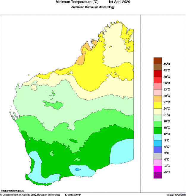 Daily minimum temperature for Western Australia