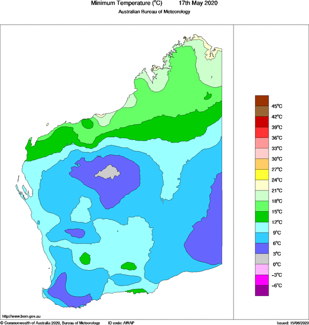 Daily minimum temperature for Western Australia