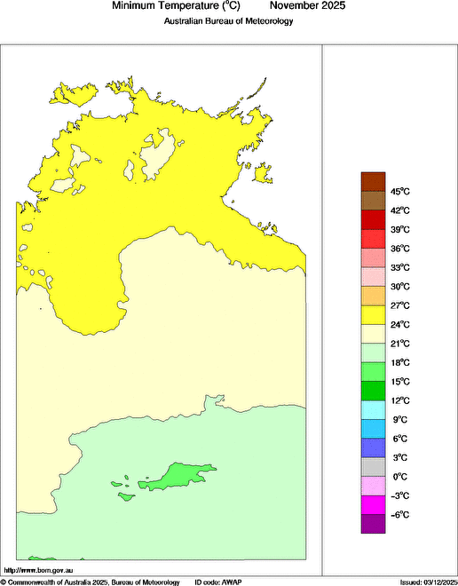Map of Mean minimum temperature